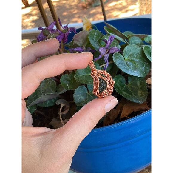 Genuine Moldavite Copper Pendant - Picture 2 of 10